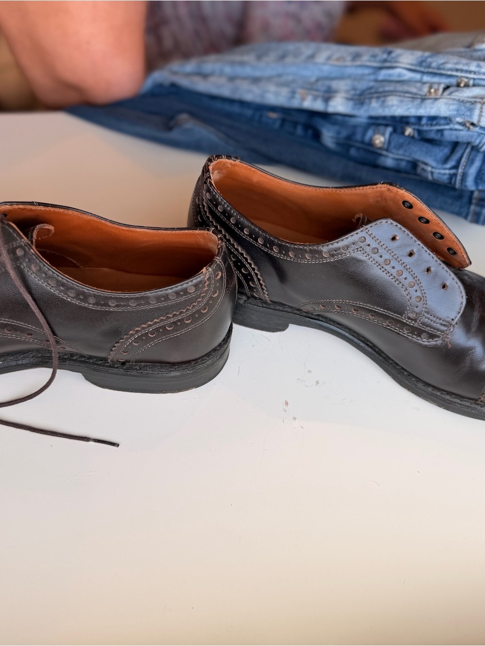 Allen Edmonds Brown Leather Brogue Cap-Toe Oxfords - Picture 10 of 13